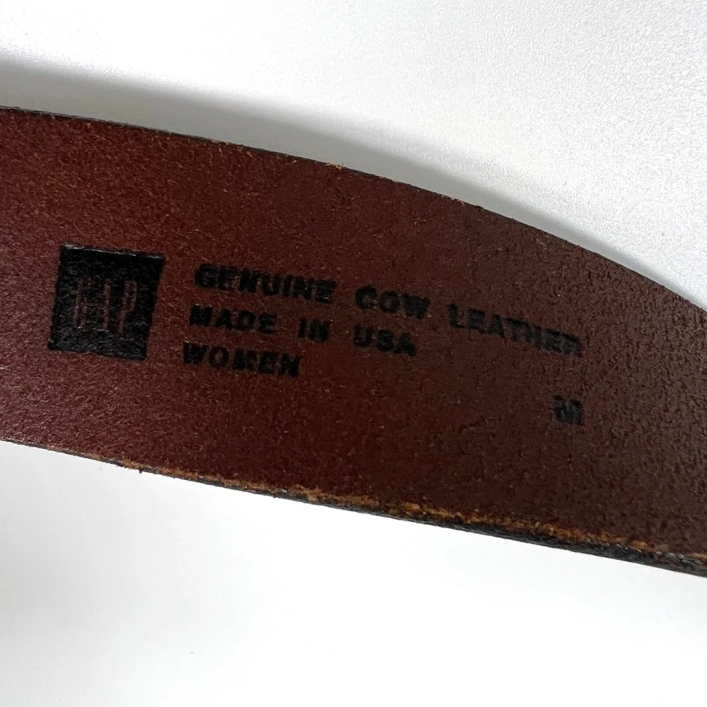 Gap Dark Brown Genuine Cow Leather Belt Solid Brass Buckle Made in USA M Vintage